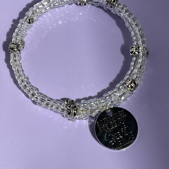 Handmade clear beaded wrap bracelet, seed bead - Picture 3 of 5